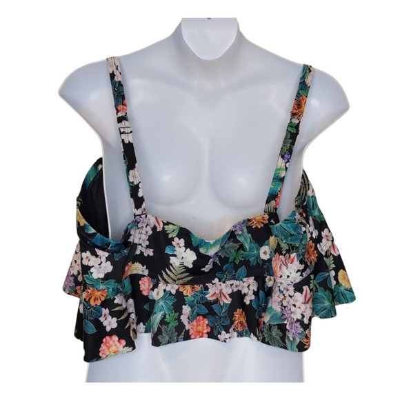 Torrid Swim Tankini Top Size 6 6X Underwire Removable Straps Hawaiian Tropical - Picture 3 of 11